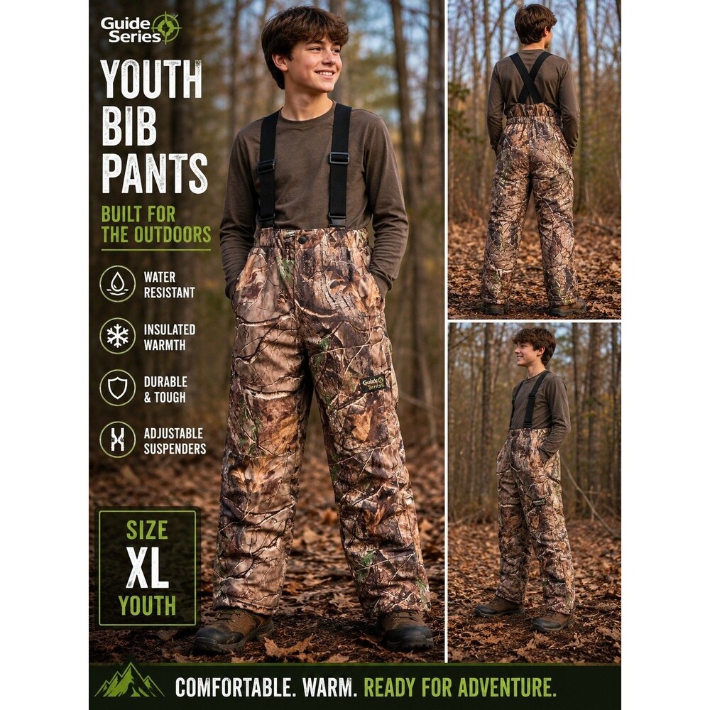 Guide Series Youth Camo Hunting Bib Pants with Adjustable Suspenders XL